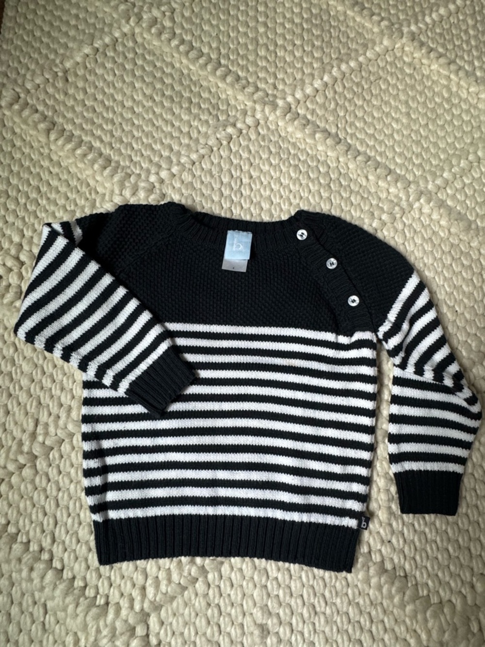 Bella Bliss Navy and White Striped Knit Sweater - Size 4